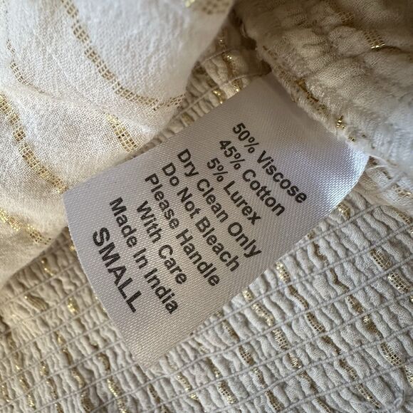 Jens Pirate Booty Vambelle Mini Dress Cream Gold Stripe S Boho Beach Ballon - Picture 12 of 16